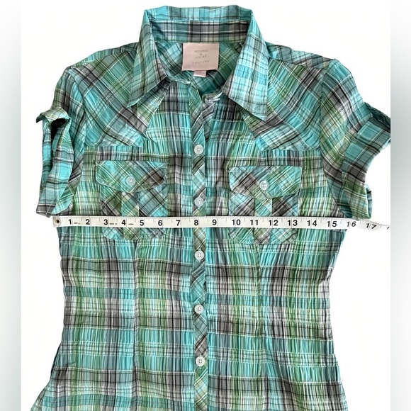 Romeo & Juliet Couture Y2K Preppy Plaid Shirt Dress S  Ruffle Hem Button Down - Picture 6 of 12